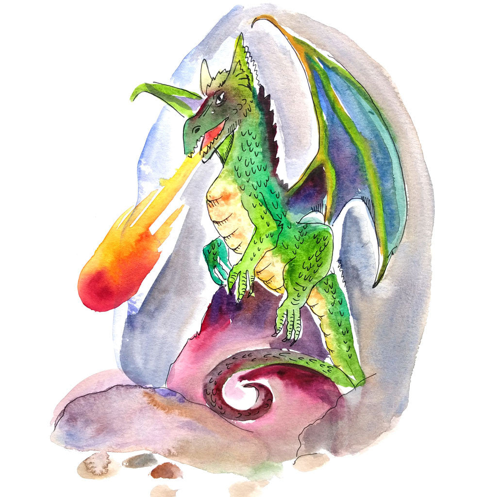 Dragon illustration from fairy tale mystery for kids